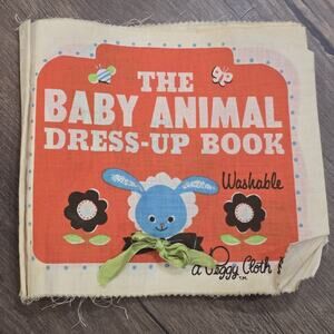 Vintage The Baby Animal Dress Up Washable Soft Fabric Cloth Page Busy Book Toy